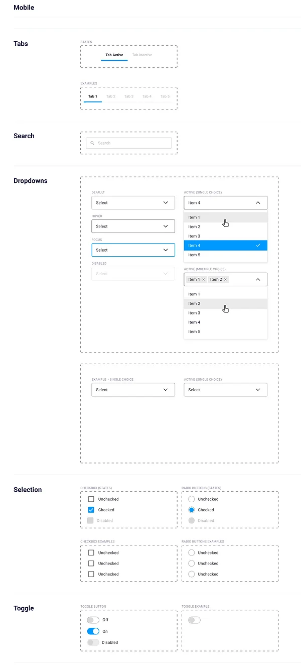 Design system components — screen 2