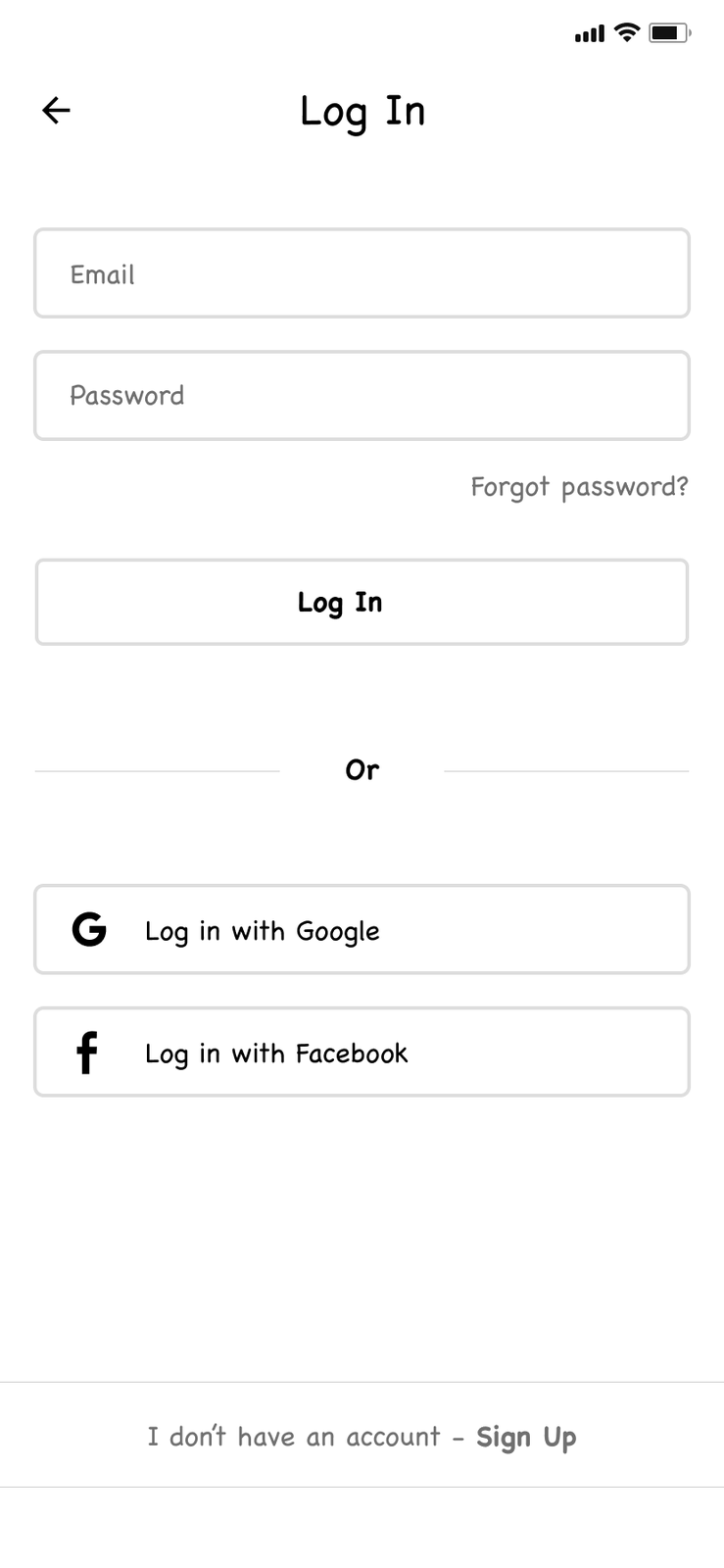Onboarding, sign up and log in — screen 6
