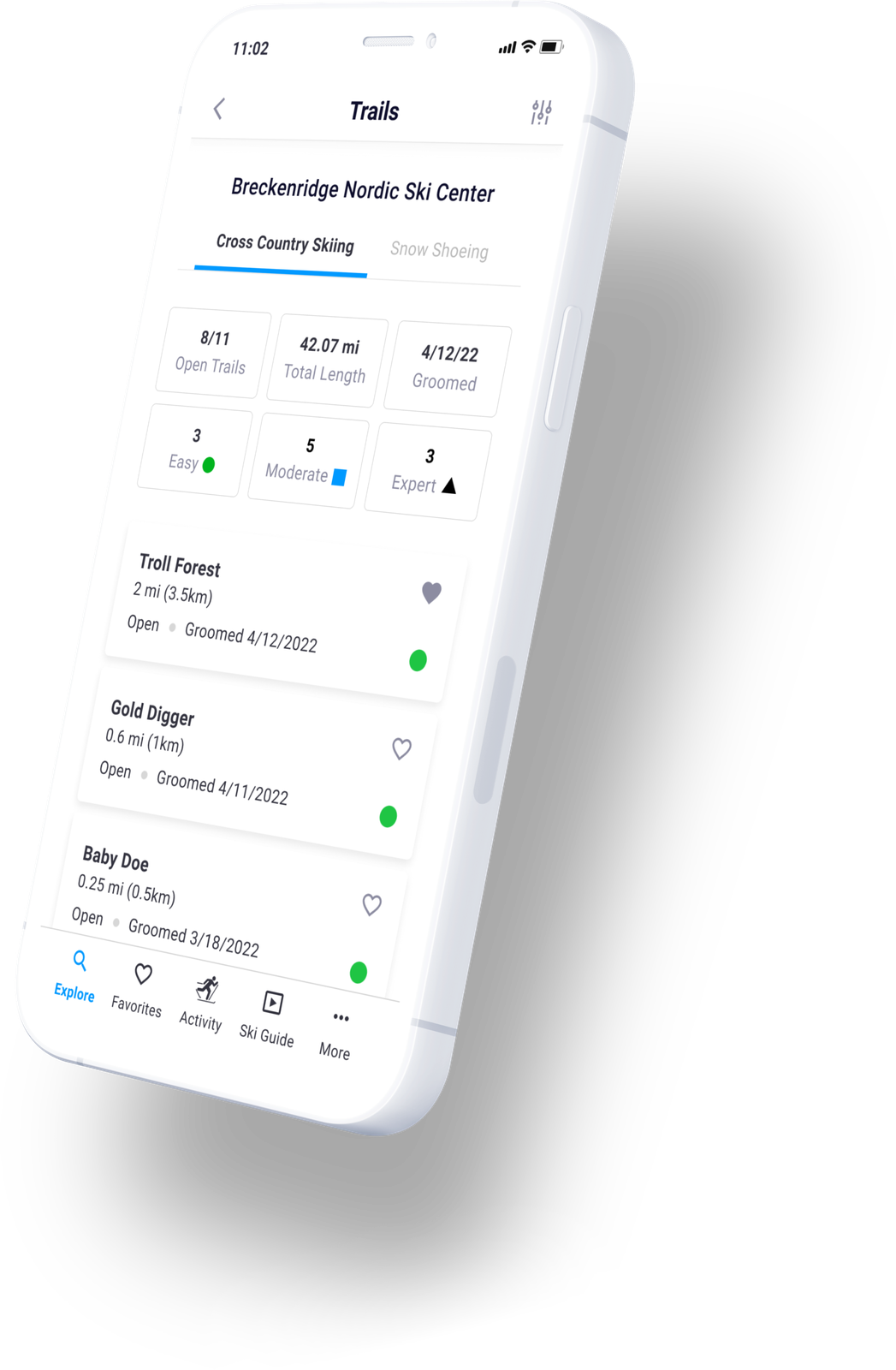NordicSki.io app screen 3
