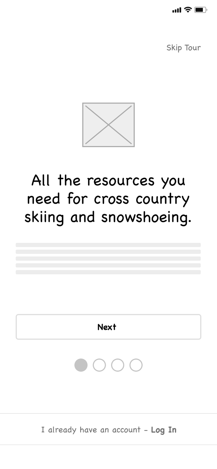 Onboarding, sign up and log in — screen 2