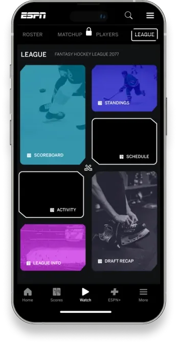 League page, cyberpunk theme
