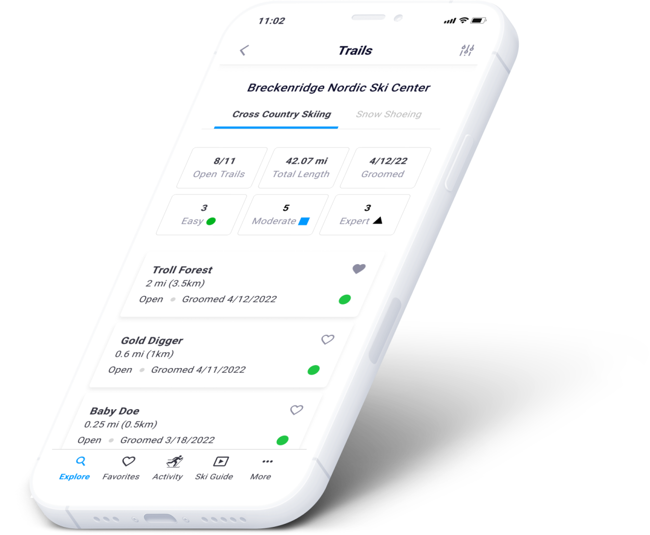 Explore ski trails — screen 1