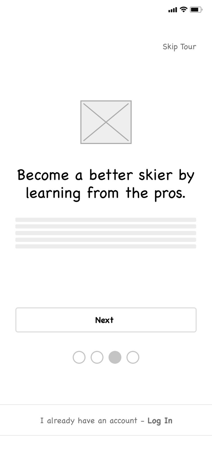 Onboarding, sign up and log in — screen 4