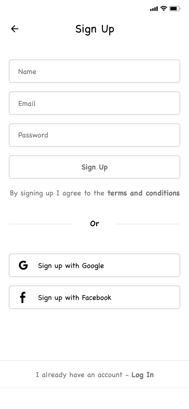 Onboarding, sign up and log in — screen 7
