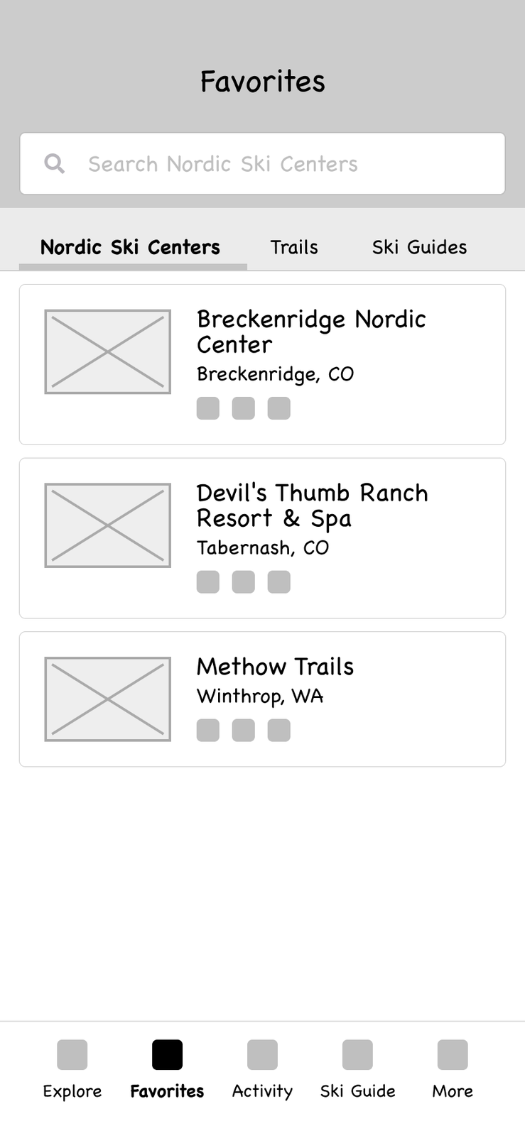 Favorites — screen 1